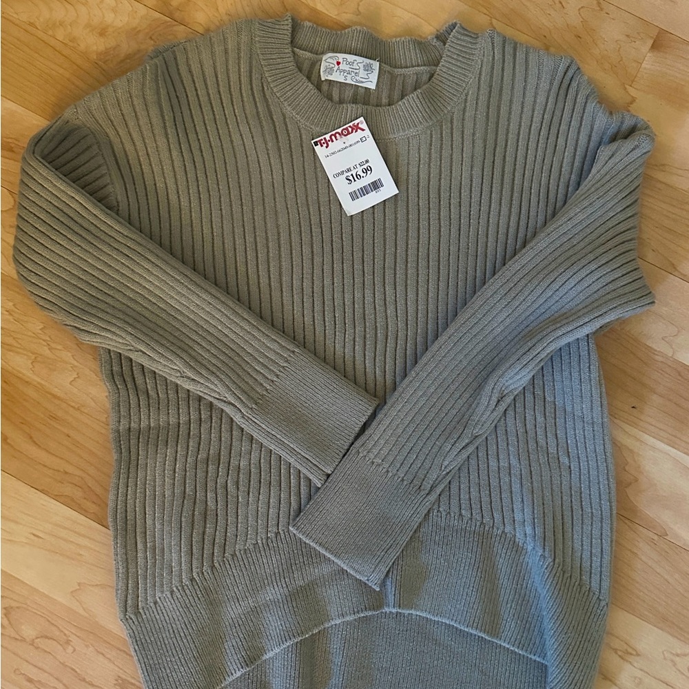 Green Cotton Ribbed Sweater - Size Small